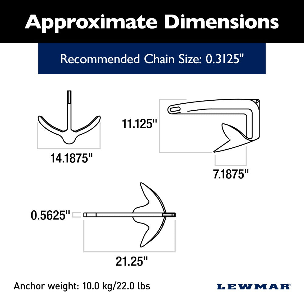 Lewmar Claw Anchor (Galvanised) - 22 lb (10 kg)