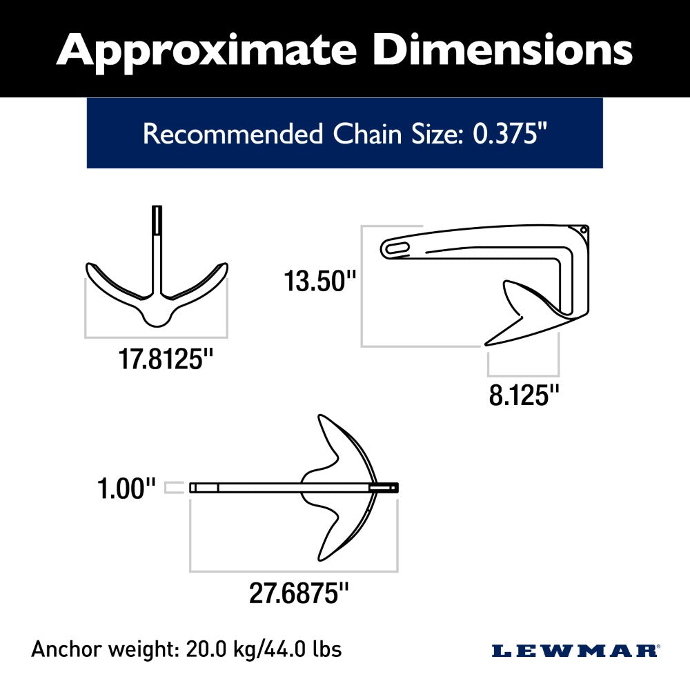 Lewmar Claw Anchor (Galvanised) - 44 lb (20 kg)