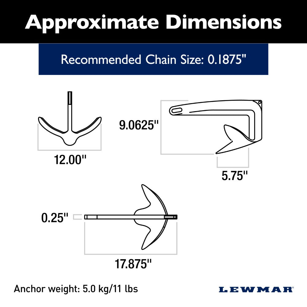 Lewmar Claw Anchor (Stainless Steel) - 11 lb (5 kg)