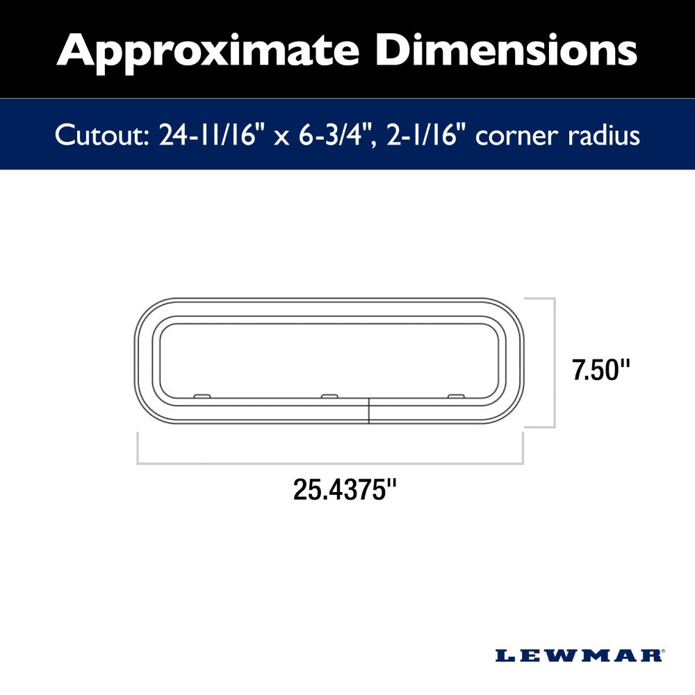 Lewmar Standard Opening Portlight - Size 4 (7 1/2 x 25 7/16 in.) (Smoke Acrylic / Silver Frame, White Trim)