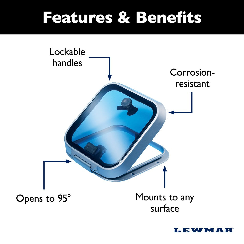 Lewmar Ocean Hatch - 10 13/16 x 10 13/16 in. (275 x 275 mm) (Grey Acrylic / Aluminum Frame) - Size 00 Flange Base