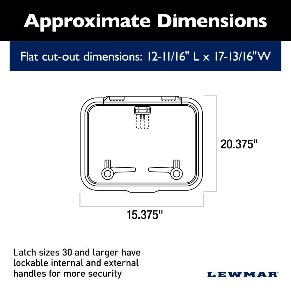 Lewmar Ocean Hatch - 15 3/8 x 20 1/2 in. (391 x 521 mm) (Grey Acrylic / Aluminum Frame) - Size 30 Flat Base