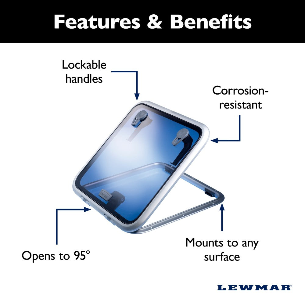 Lewmar Ocean Hatch - 20 1/16 x 20 1/16 in. (510 x 510 mm) (Grey Acrylic / Aluminum Frame) - Size 44 Flat Base