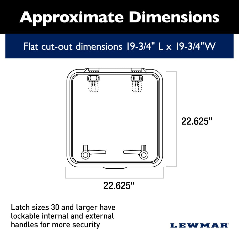 Lewmar Ocean Hatch - 22 5/8 x 22 5/8 in. (575 x 575 mm) Grey Acrylic / Silver Frame - Size 60 Flat Base