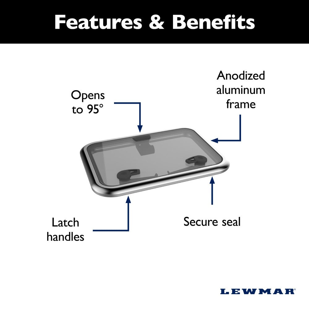 Lewmar Medium Profile Hatch - 15 5/8 x 20 3/4 in. (397 x 527 mm) (Grey Acrylic / Silver Frame) - Size 30