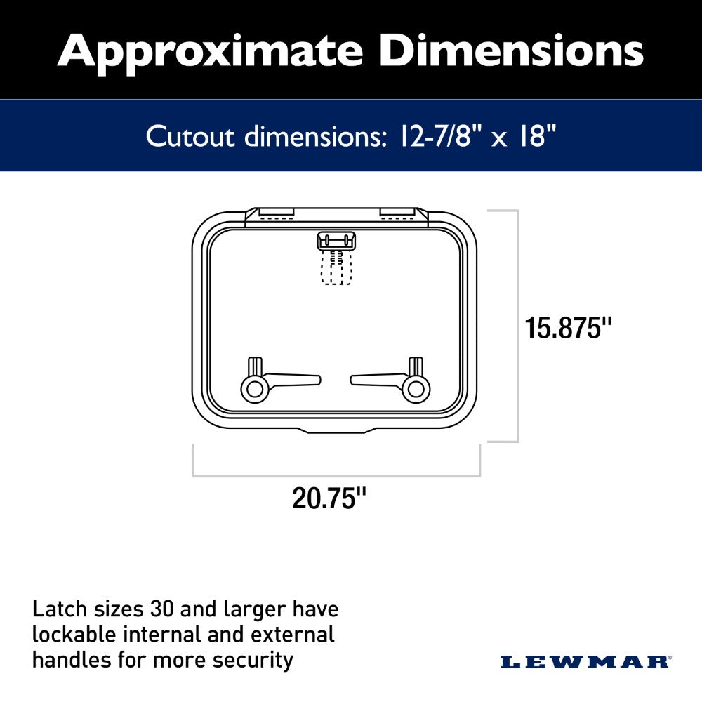 Lewmar Low Profile Hatch - 15 5/8 x 20 3/4 in. (397 x 527 mm) (Grey Acrylic / Silver Frame) - Size 30