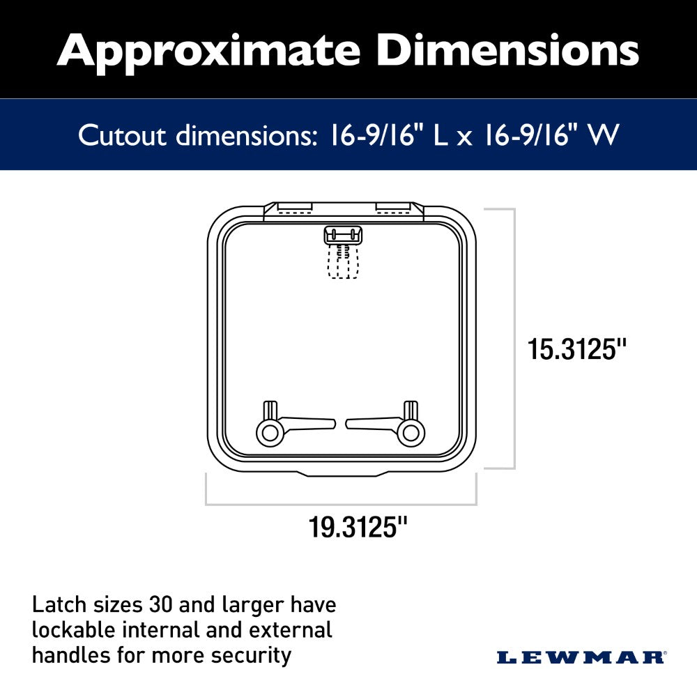 Lewmar Low Profile Hatch - 19 5/16 x 19 5/16 in. (491 x 491 mm) (Grey Acrylic / Silver Frame) - Size 40