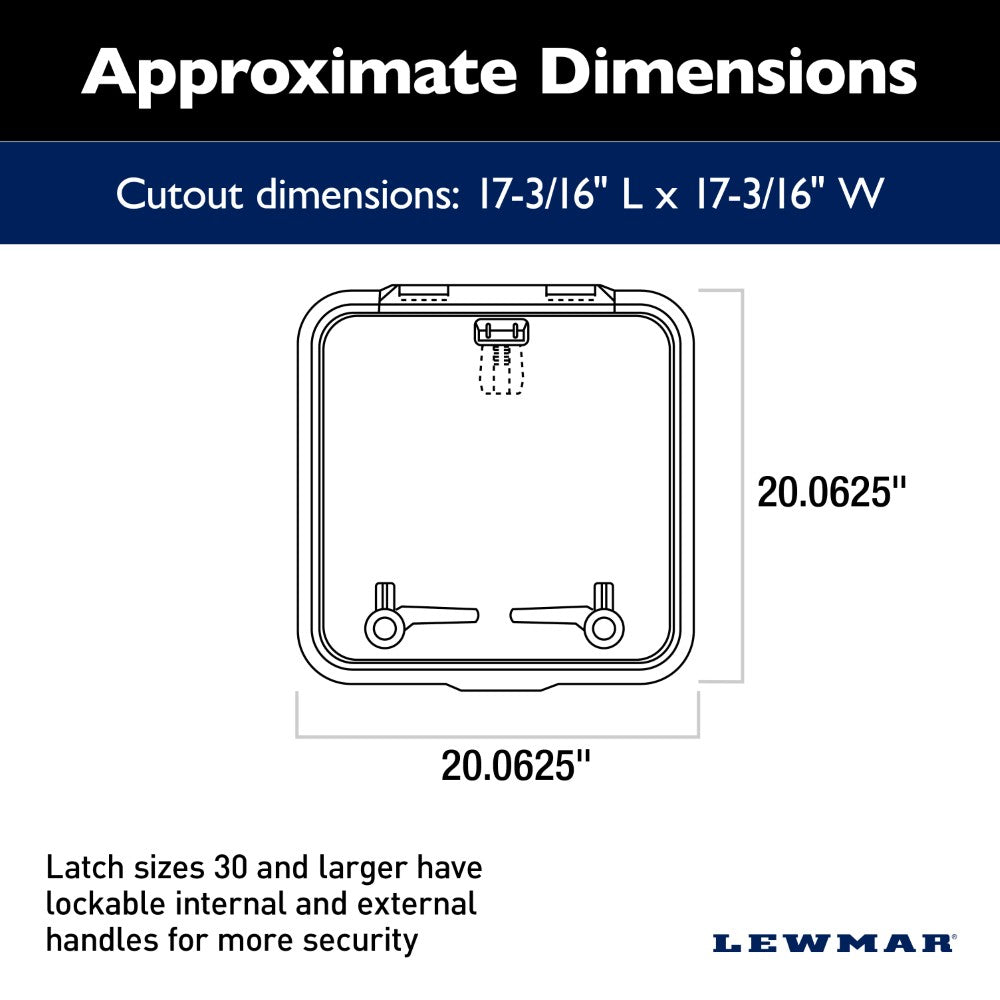 Lewmar Low Profile Hatch - 20 3/16 x 20 3/16 in. (513 x 513 mm) (Grey Acrylic / Silver Frame) - Size 44