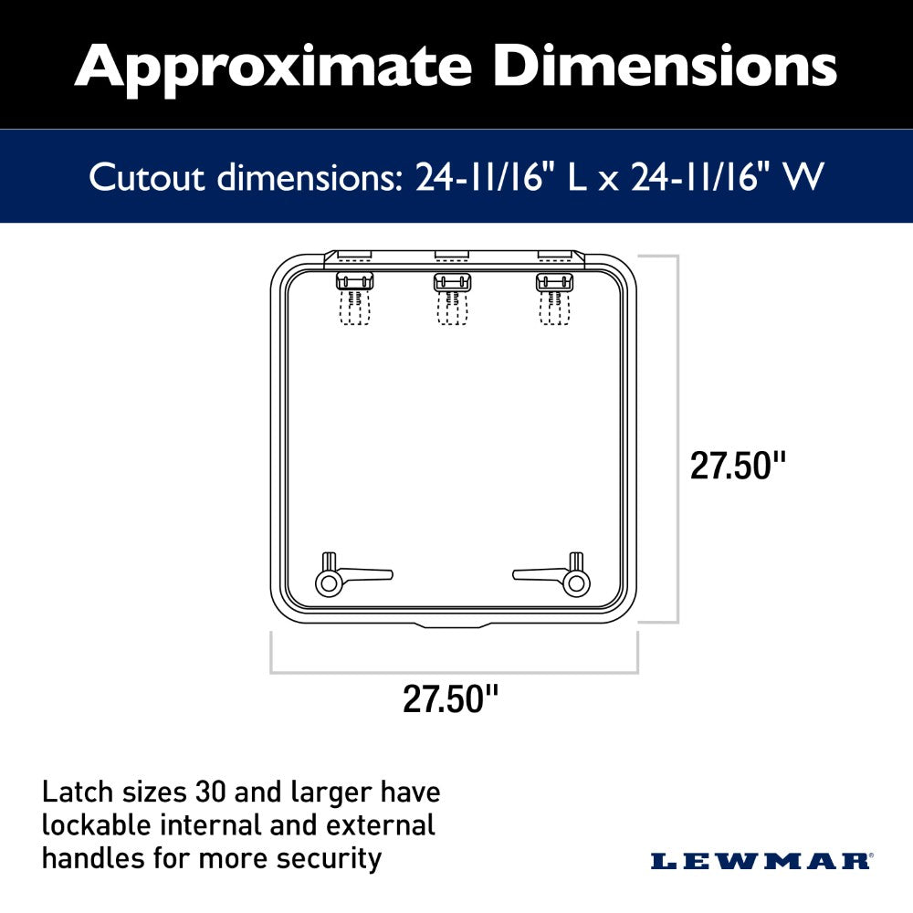 Lewmar Medium Profile Hatch - 27 1/2 x 27 1/2 in. (699 x 699 mm) (Grey Acrylic/Silver Frame) - Size 70