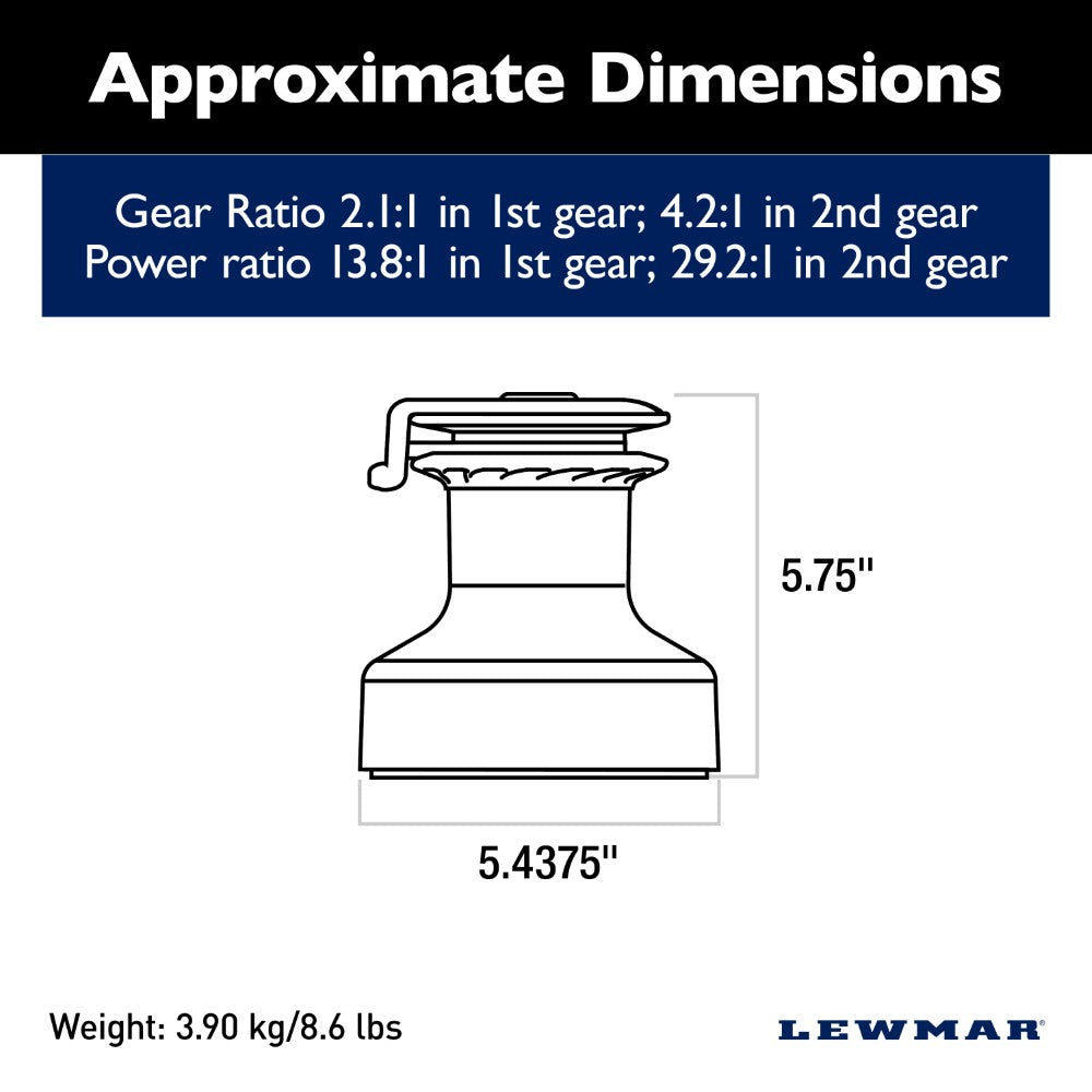 Lewmar Self Tailing Winch Ocean Size 30 - Aluminum Grey / Two Speed