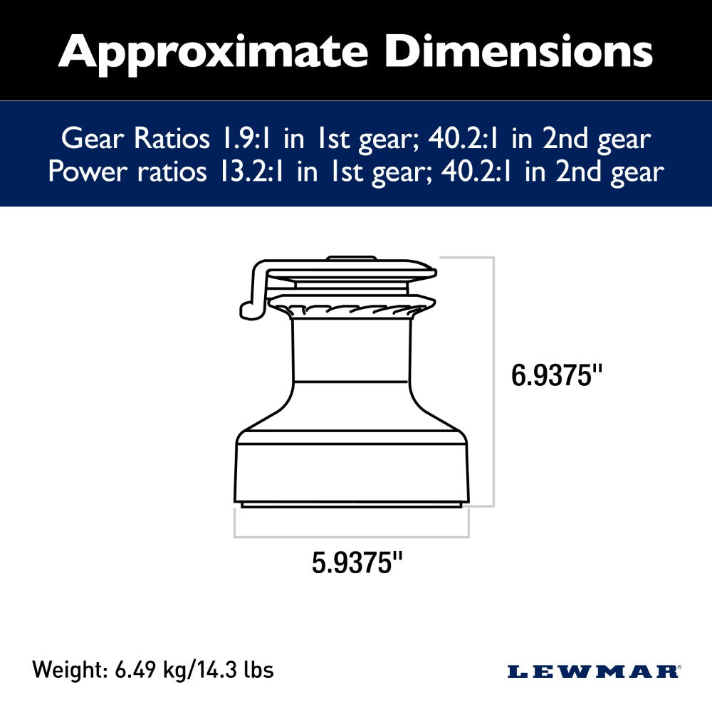 Lewmar Self Tailing Winch Ocean Size 40 - Aluminum Grey / Two Speed