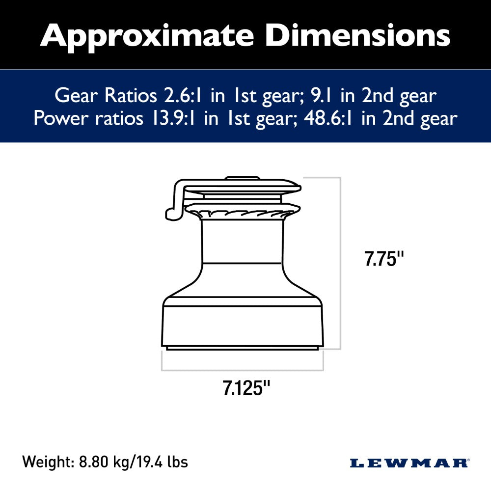 Lewmar Self Tailing Winch Ocean Size 50 - Chrome / Two Speed