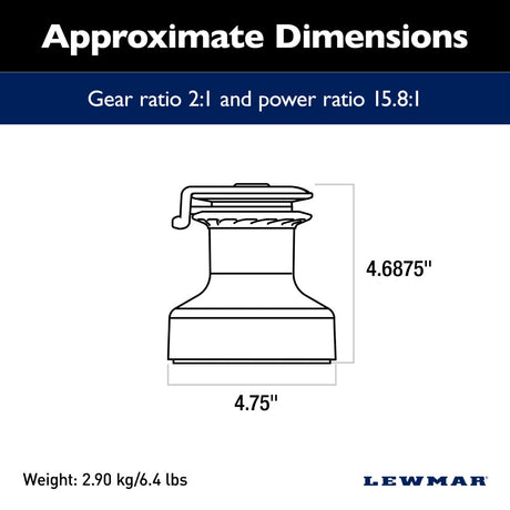 Lewmar Self Tailing Winch EVO Size 15 - Aluminum Grey / One Speed