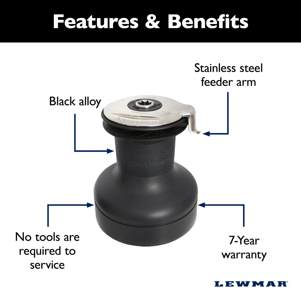 Lewmar Self Tailing Winch EVO Size 40 - Aluminum Black / Two Speed