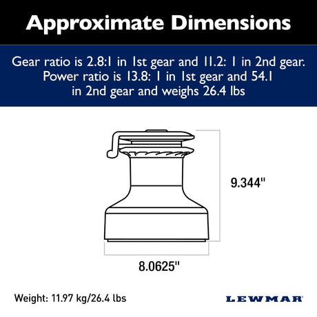 Lewmar Self Tailing Winch EVO Race Size 45 - Aluminum Black / Two Speed