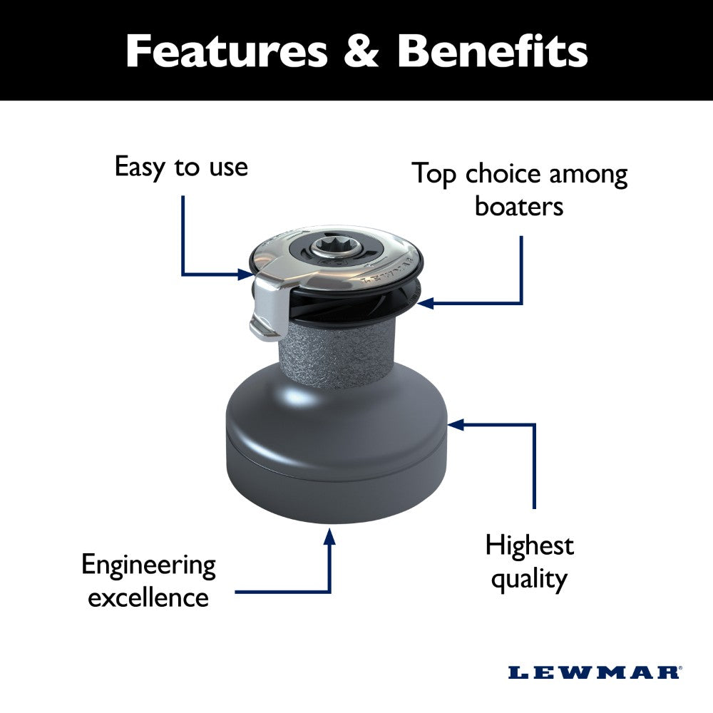 Lewmar Self Tailing Winch EVO Speed Ring Size 45 - Aluminum Grey / Two Speed