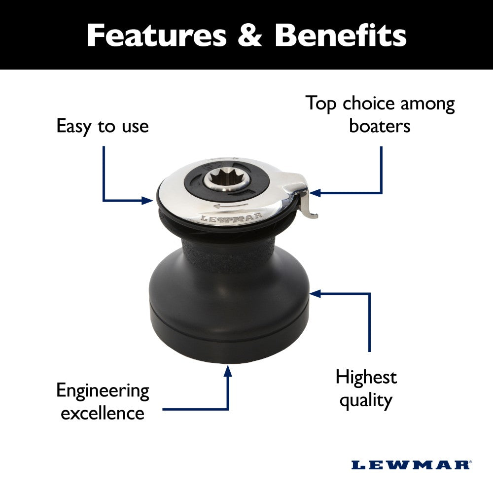 Lewmar Self Tailing Winch EVO Size 50 - Aluminum Black / Two Speed