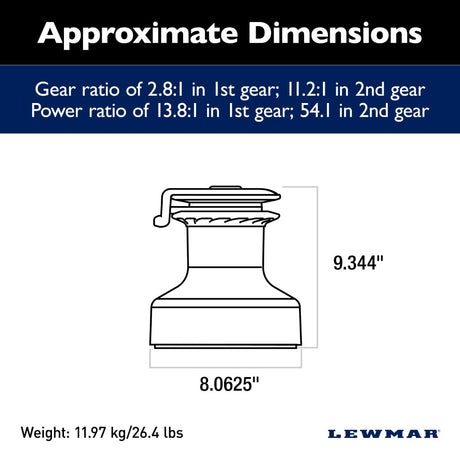 Lewmar Self Tailing Winch EVO Size 55 - Aluminum Grey / Two Speed