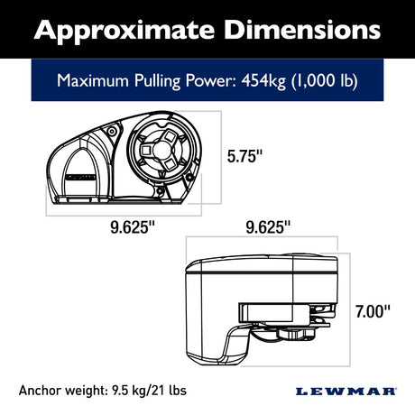 Lewmar Windlass - Pro-Series 1000 Free Fall 150W Horizontal Electric 12V Gypsy Only 6/7mm - DIN 766