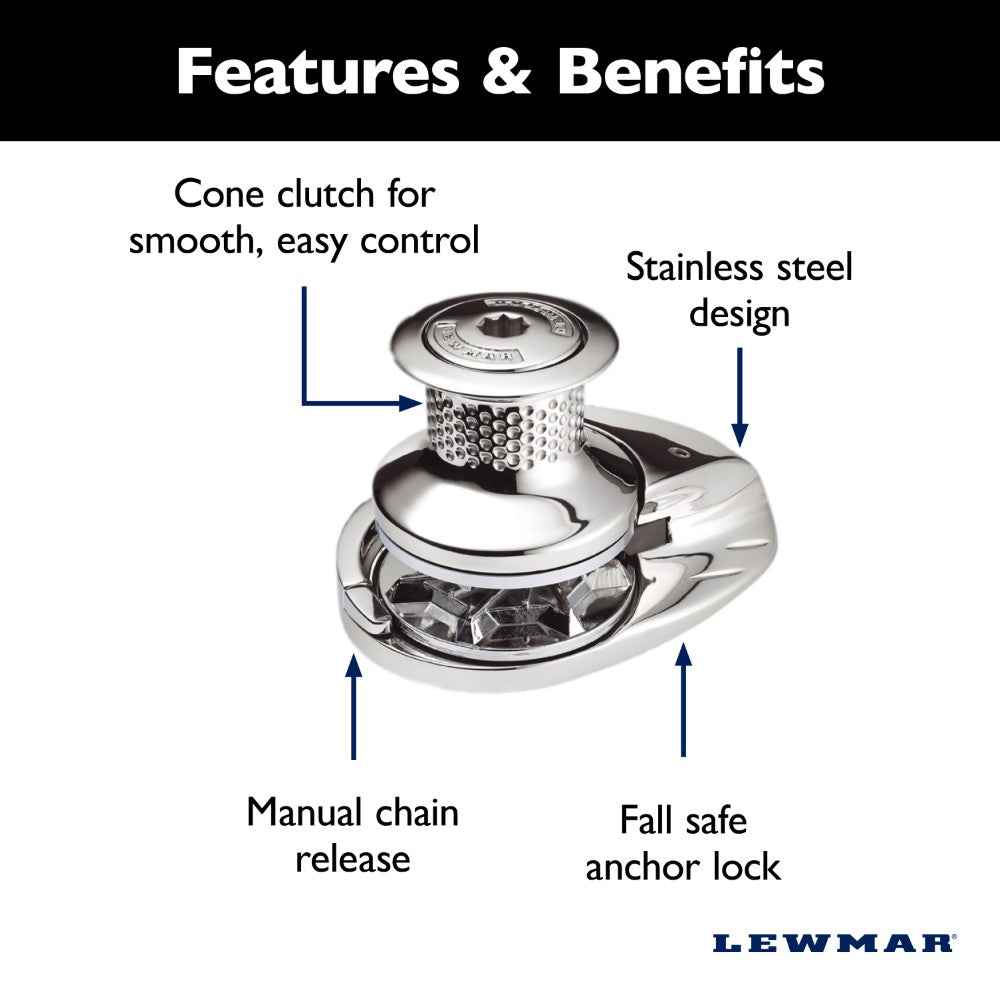 Lewmar Windlass - V2 w/ Fast Fit 700W Vertical Electric 12V Gypsy + Drum 10mm - DIN 766