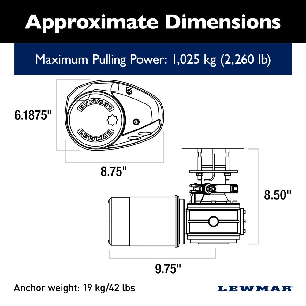 Lewmar Windlass - V3 w/ Fast Fit 1000W Vertical Electric 12V Gypsy Only 10mm - DIN 766