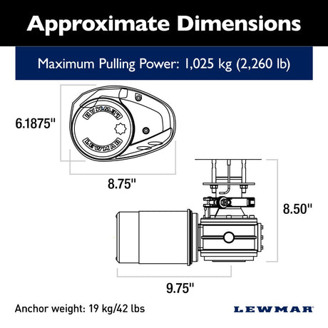 Lewmar Windlass - V3 w/ Fast Fit 1000W Vertical Electric 12V Gypsy Only 10mm - ISO