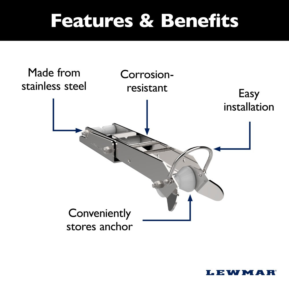 Lewmar Bow Roller - Pivoting Fluke Style up to 35.0 lb (15.8 kg)