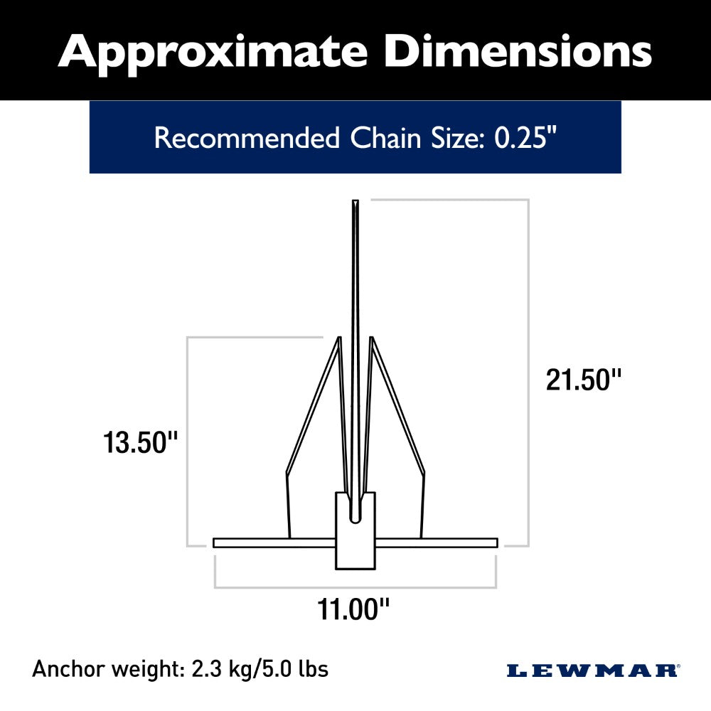 Lewmar Fluke Anchor - PGX (Galvanised) - 5 lb (2.3 kg)