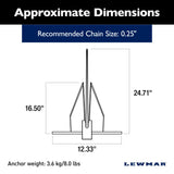 Lewmar Fluke Anchor - PGX (Galvanised) - 8 lb (3.6 kg)