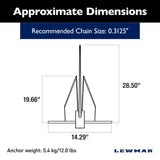 Lewmar Fluke Anchor - PGX (Galvanised) - 12 lb (5.4 kg)