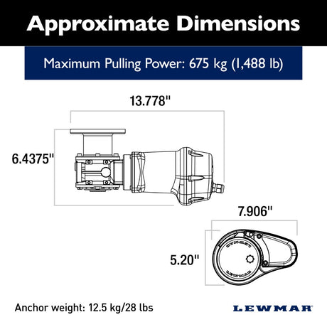 Lewmar Windlass - VX1 500W Vertical Electric 12V Gypsy Only 1/4" - DIN 766