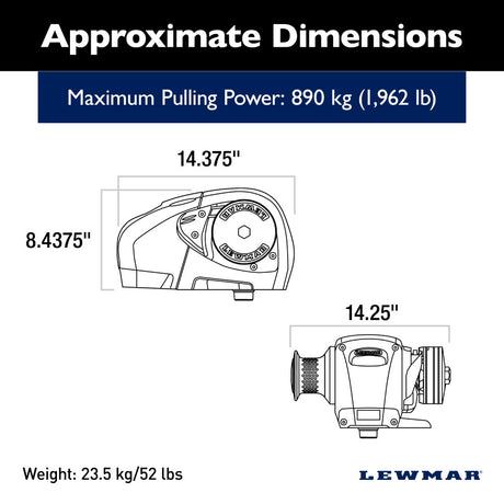 Lewmar Windlass - H3 1000W Horizontal Electric 12V Gypsy + Drum 10mm - BBB