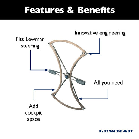 Lewmar Sailboat Steering Wheel - Folding 32 in (813 mm) - Folding w/ Taper Dual Hub (Stainless Steel) - Inc. Hide Leather Cover