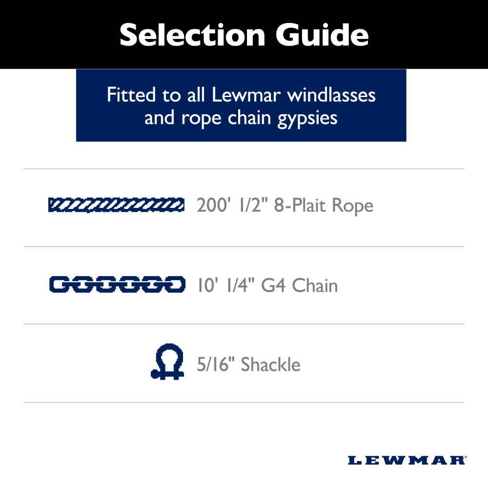 Lewmar Anchor Rode - 1/4 in Chain (10'), 1/2 in 8-Plait Nylon (200')