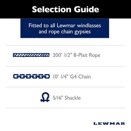 Lewmar Anchor Rode - 1/4 in Chain (10'), 1/2 in 8-Plait Nylon (200')